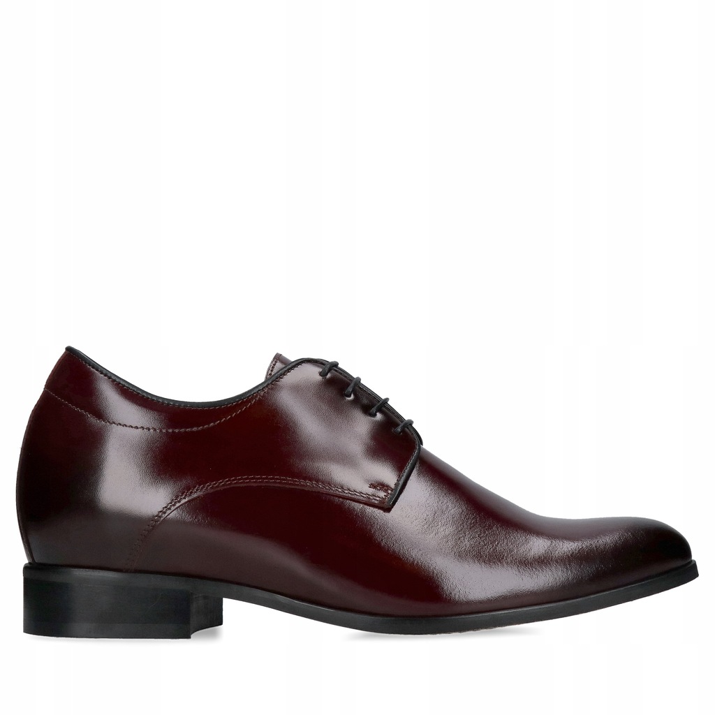 Bordowe buty męskie z dyskretnym podwyższeniem, podwyższające eleganckie 41