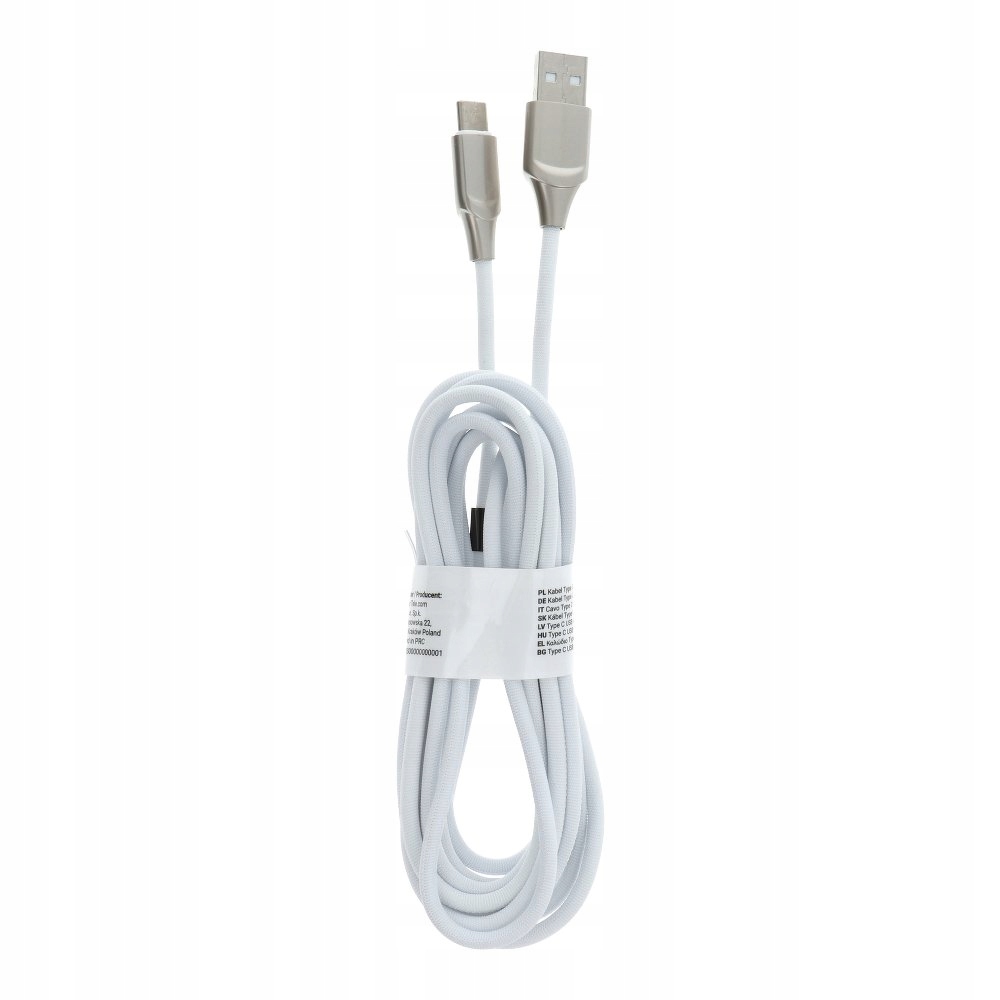 Kabel USB - Typ C 2.0 C128 3 metry srebrny