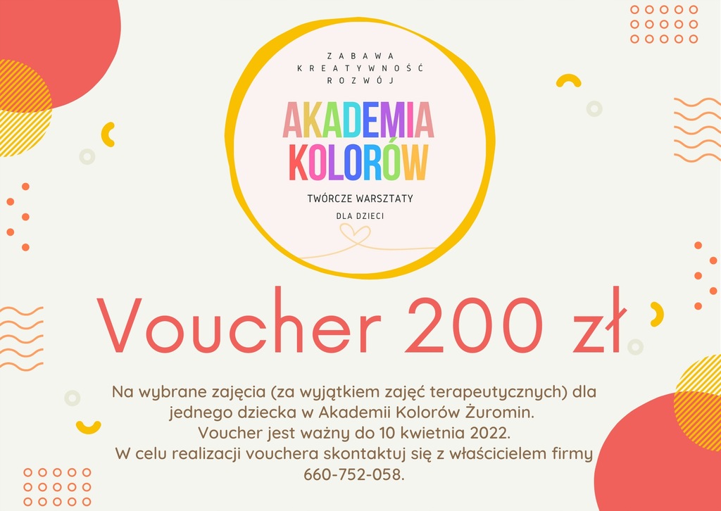 VOUCHER 200 zł na ZAJĘCIA w AKADEMII KOLORÓW