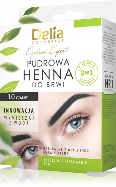 Delia pudrowa henna do brwi 1.0 czarna ziołowa