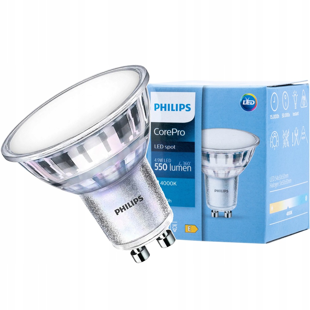Купить Светодиодная лампа GU10 5W 50W 550лм PHILIPS 4000K 120D: отзывы, фото, характеристики в интерне-магазине Aredi.ru
