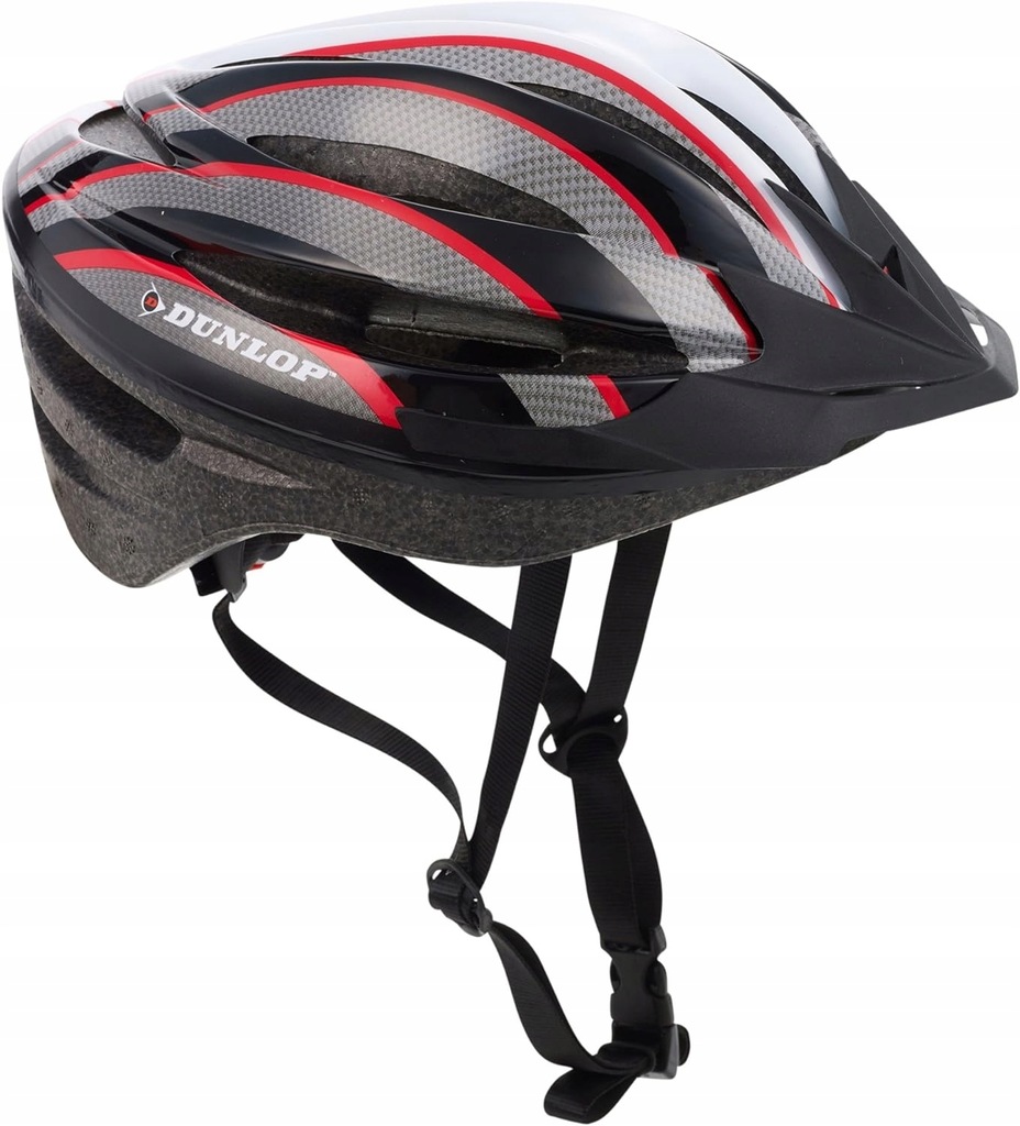 KASK ROWEROWY 53-55 cm DUNLOP czerwony czarny klasyczny