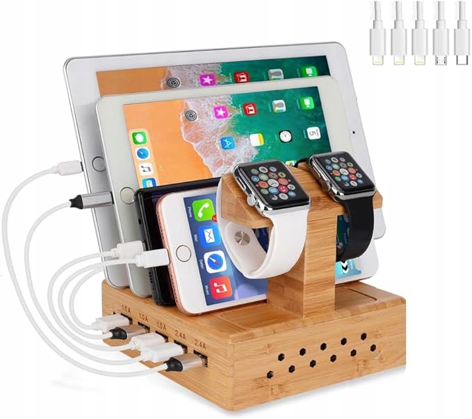 Bamboo 5-Portowa Stacja Ładująca Do Wielu Urządzeń USB OUTLET