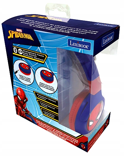 SKŁADANE SŁUCHAWKI SPIDER MAN 2 W 1 BLUETOOTH I PRZEWODOWE Z ZABEZPIECZENI