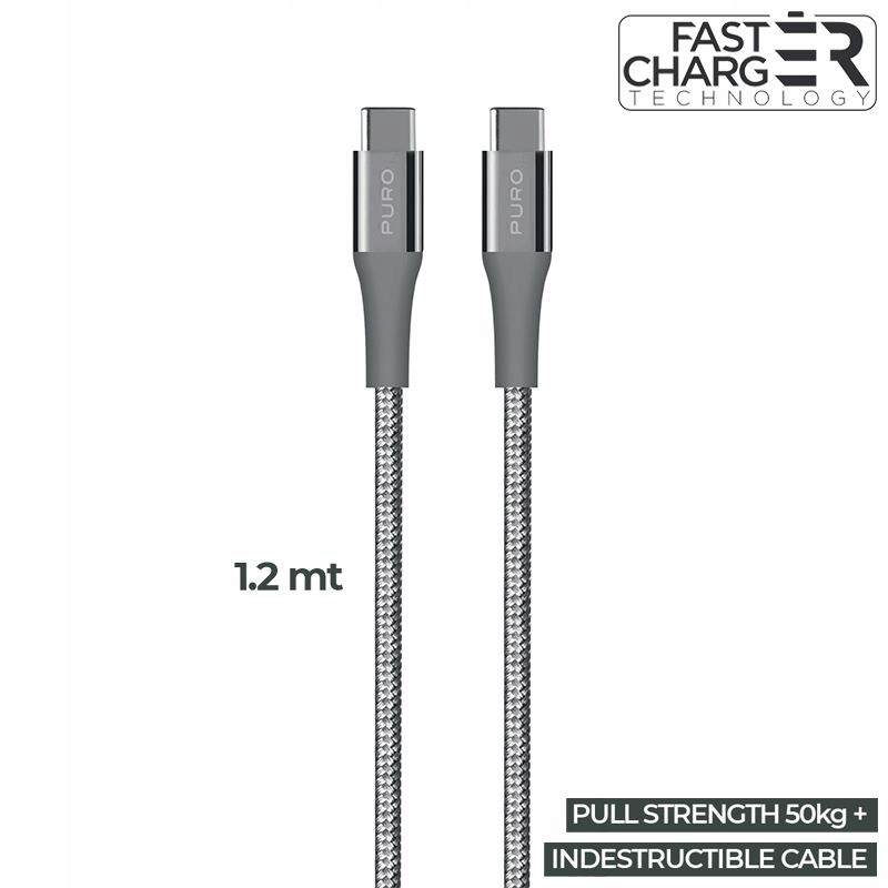 PURO Fabric K2 - Kabel w oplocie heavy duty USB-C