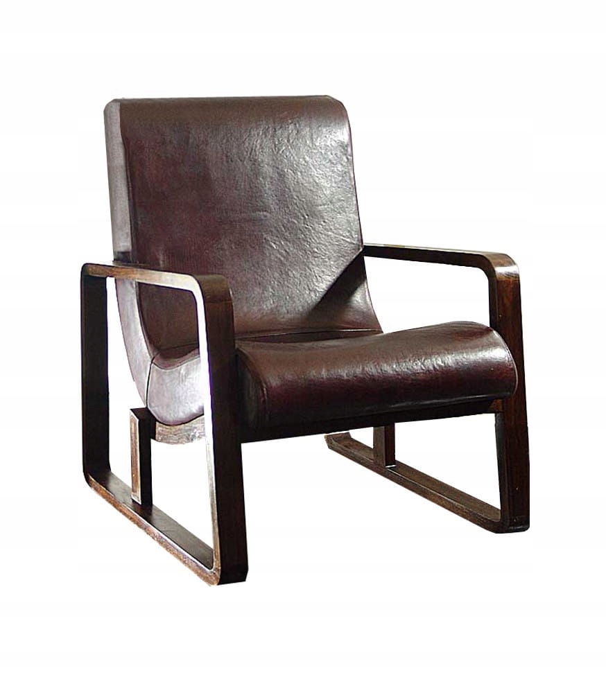 Luksusowy Fotel Z Drewna I Skóry W Stylu Loft