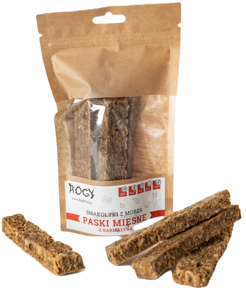 ROGY 100% Mięsne paski z Karmazyna 70g Smakowity Przysmak dla psa