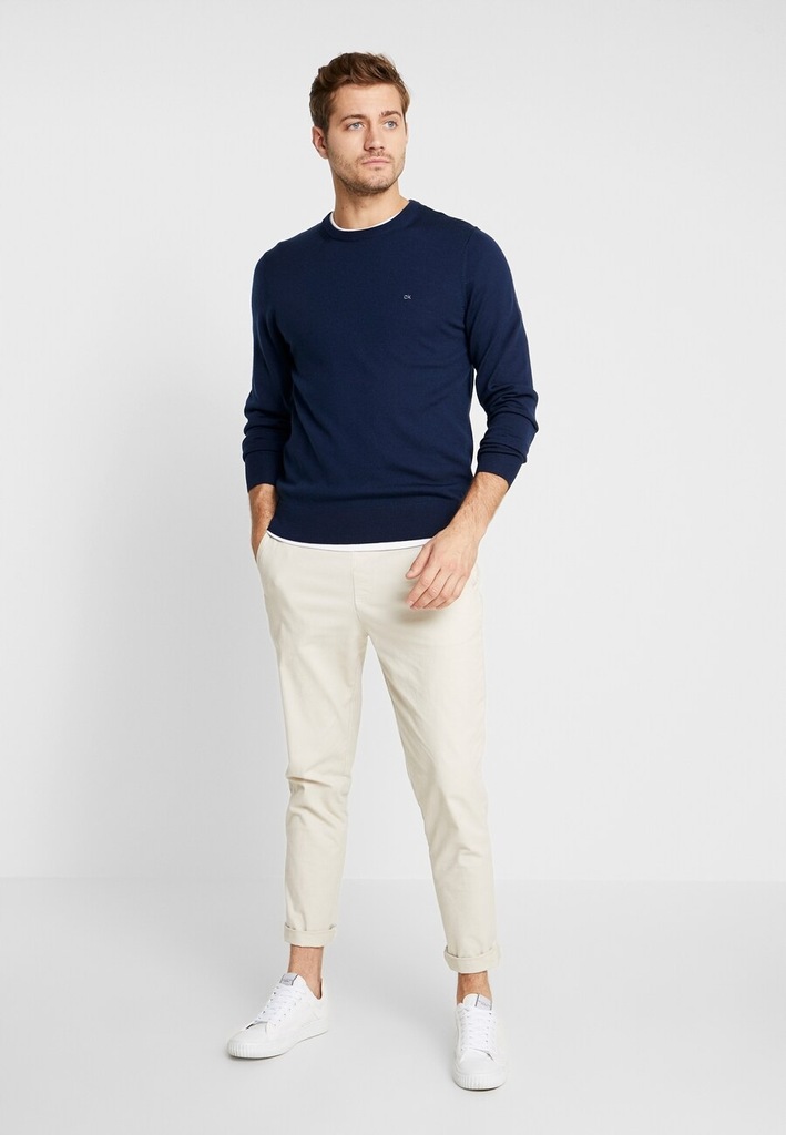 CALVIN KLEIN SWETER GRANATOWY WEŁNIANY L 1ZAB