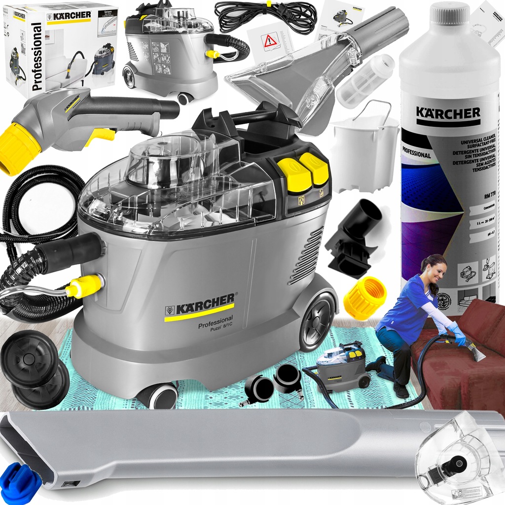 KARCHER PUZZI 8/1 ODKURZACZ PIORĄCY + DYSZA + PŁYN - 11182822306 ...