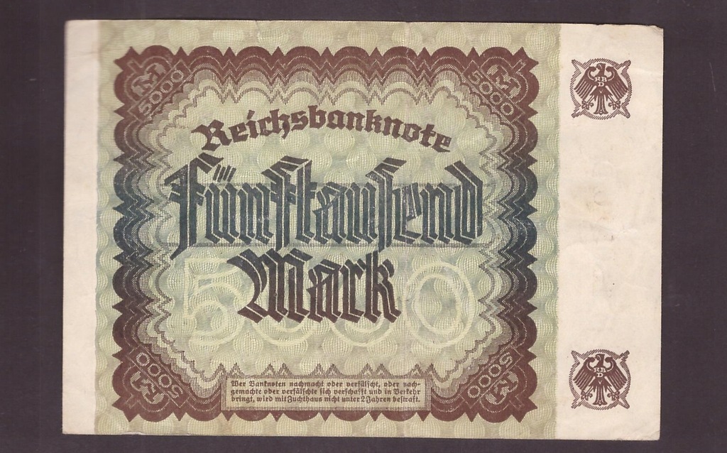 Niemcy - banknot - 5000 Marek 1922 rok