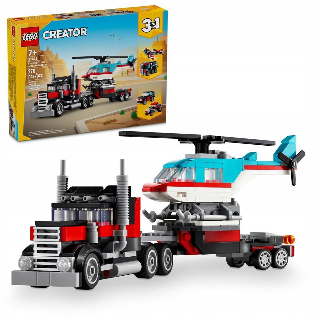 LEGO Creator 31146 Ciężarówka z platformą i helikopter