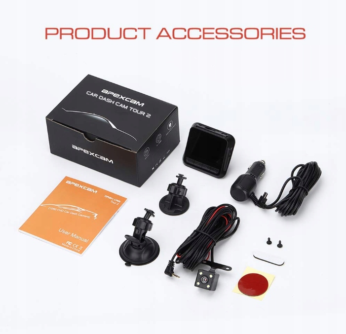 Apexcam TOUR 2 Dashcam kamera przód tył 1080P WDR 8974110600