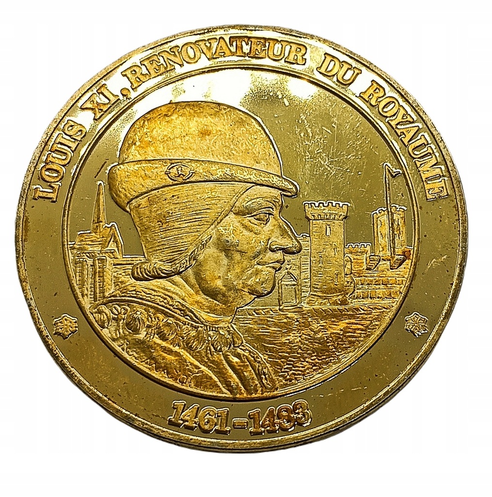Srebrny medal Louis XI, 38 g, Gold plated