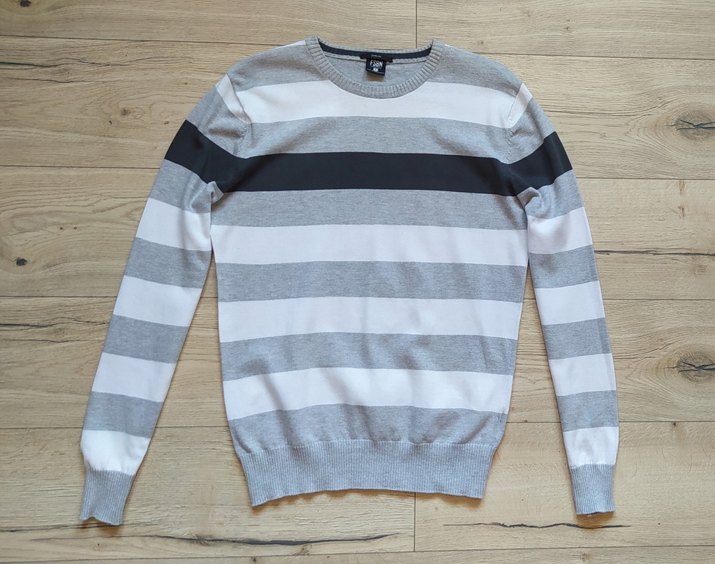 FSBN SLIM FIT SWETER MĘSKI W PASY S