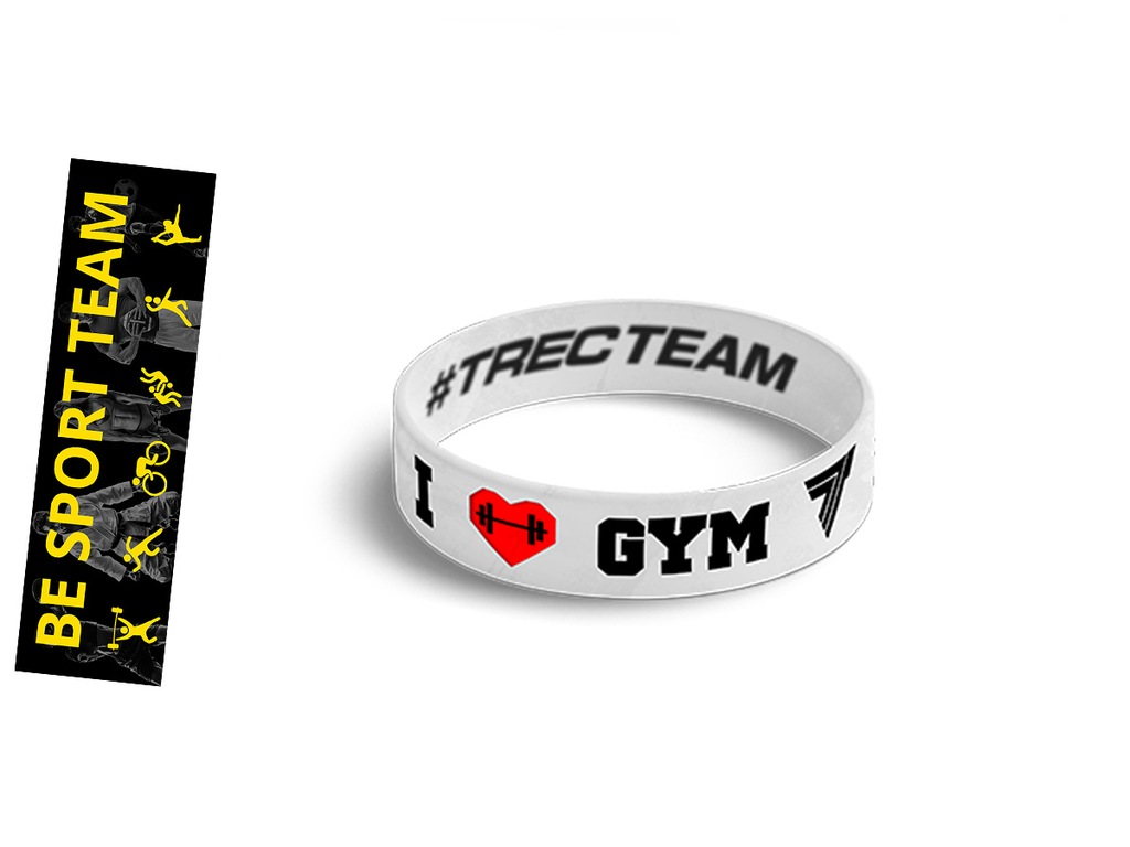 TREC SILIKONOWA OPASKA WRISTBAND I LOVE GYM WHITE