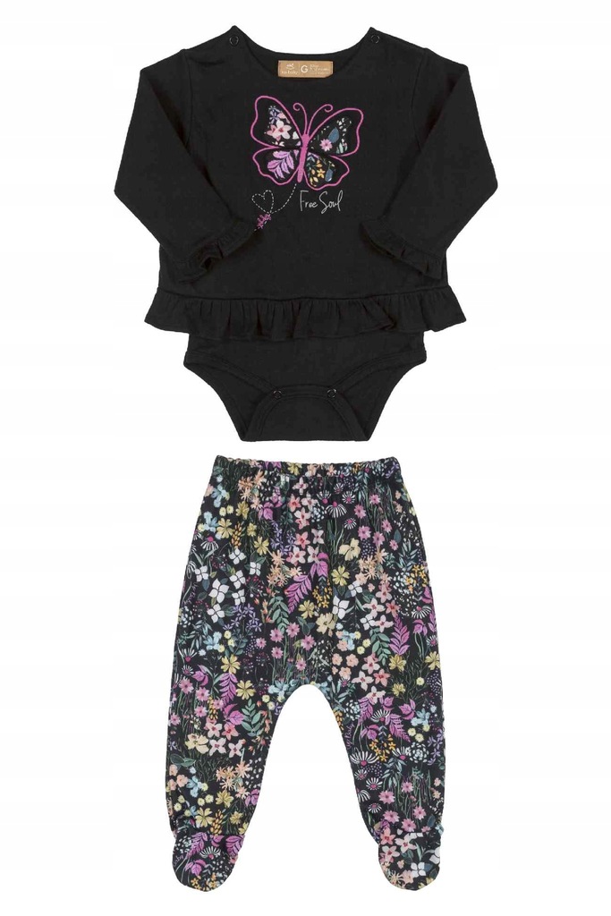 Komplet dziewczęcy body + spodnie, czarny, Up Baby, r. 80