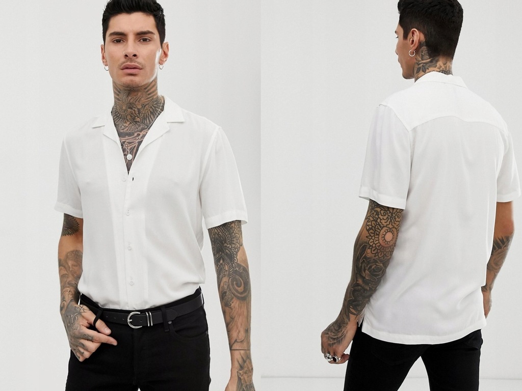 Design biała gładka koszula męska XS/34