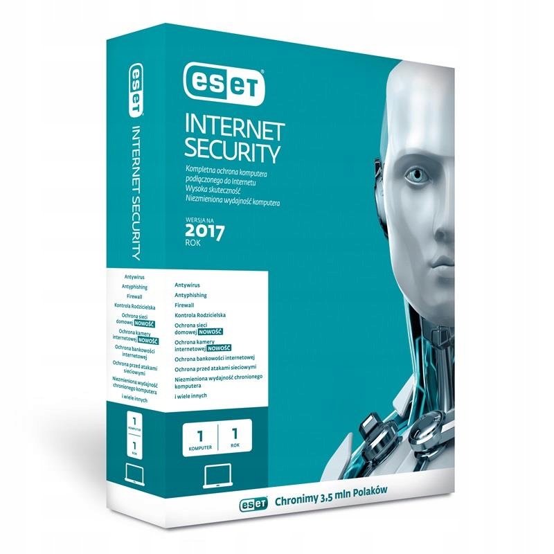 ESET Internet Security 1 stan.; 12 miesięcy; BOX;