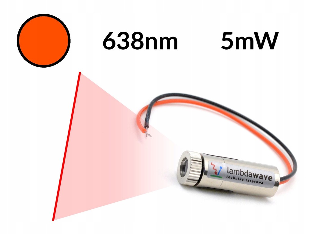 LAMBDAWAVE Laser liniowy czerwony 5mW 638nm