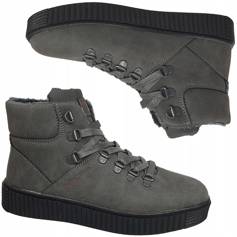 Buty CROSS Jeans damskie szare ocieplane EE2R4101