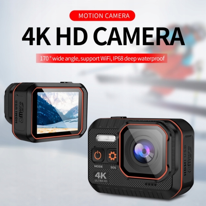 Czarny HD Action kamera wodoodporny GoPro 4k