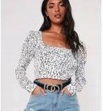 G5G501*MISSGUIDED PETITE TOP BIAŁY W CĘTKI 42 S00