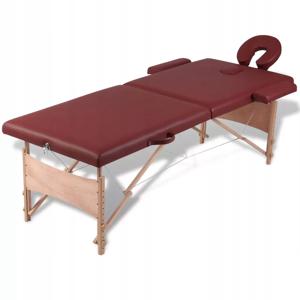 Czerwony składany stół do masażu 2 strefy z drewni