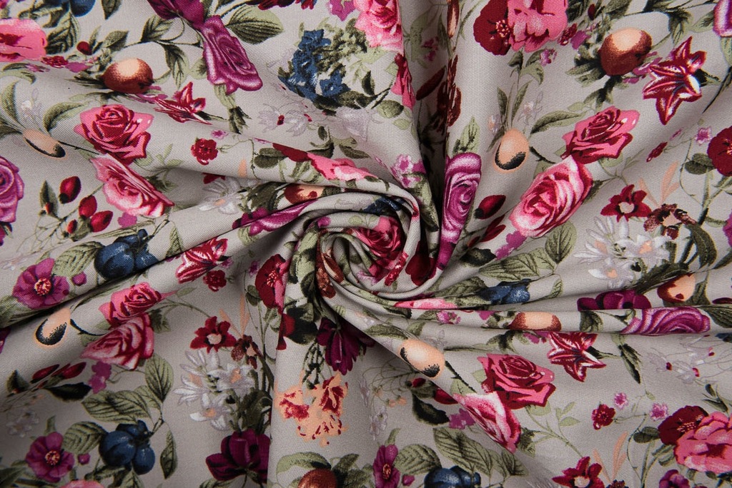 TKANINA BAWEŁNA WZÓR NA SUKIENKI BLUZKI KWIATY