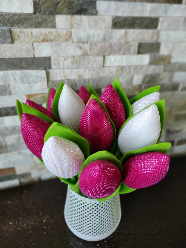 bukiet tulipany szyte bawełna 12 szt
