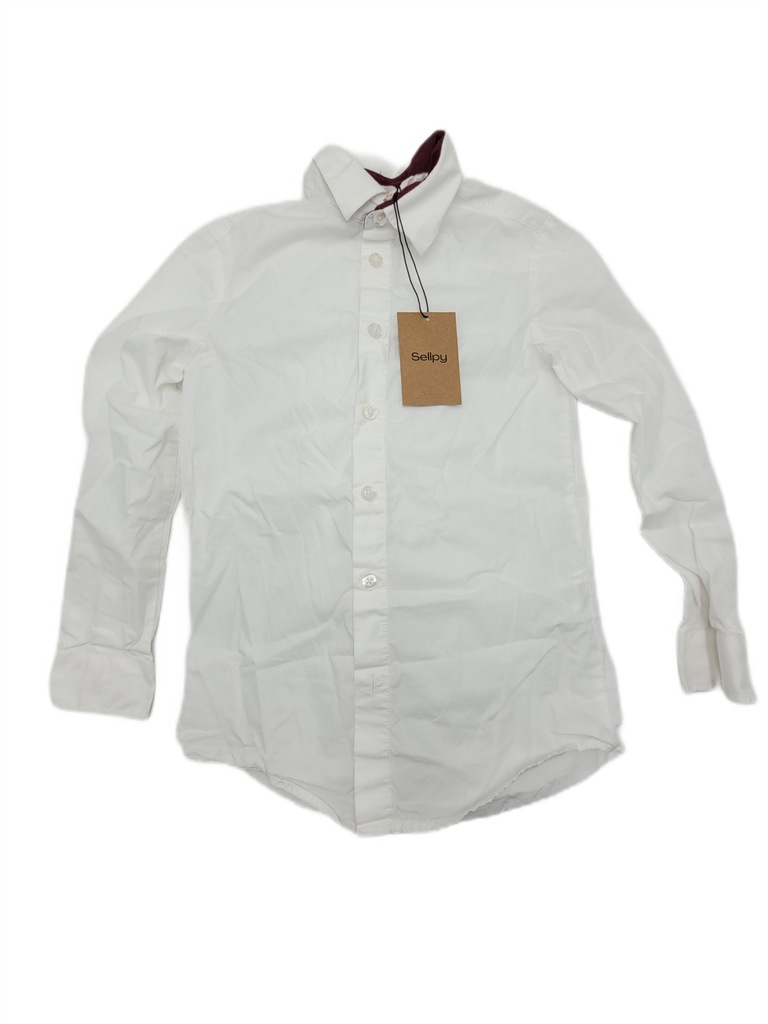 H&M koszula dziecięca długi rękaw bawełna biały rozmiar 134