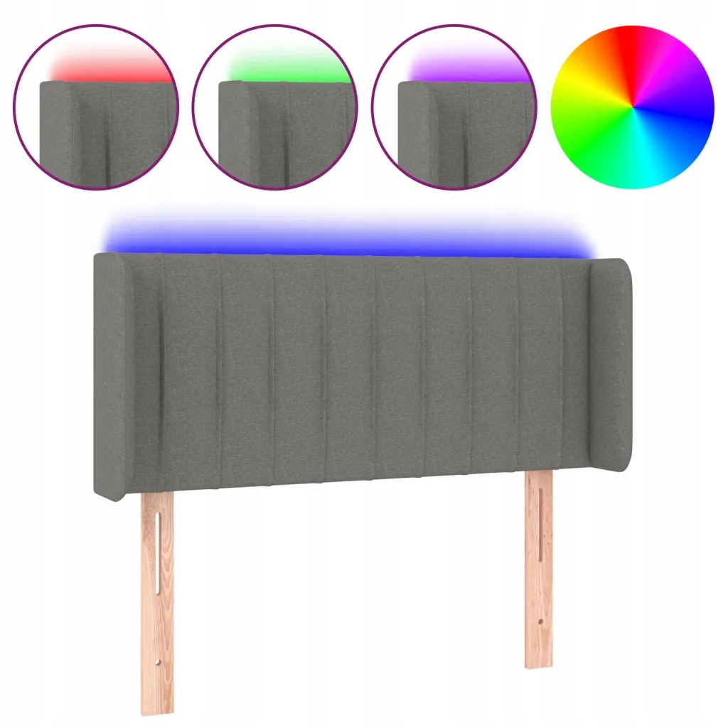 vidaXL Zagłówek do łóżka z LED, ciemnoszary, 83x16x78/88 cm, tkanina