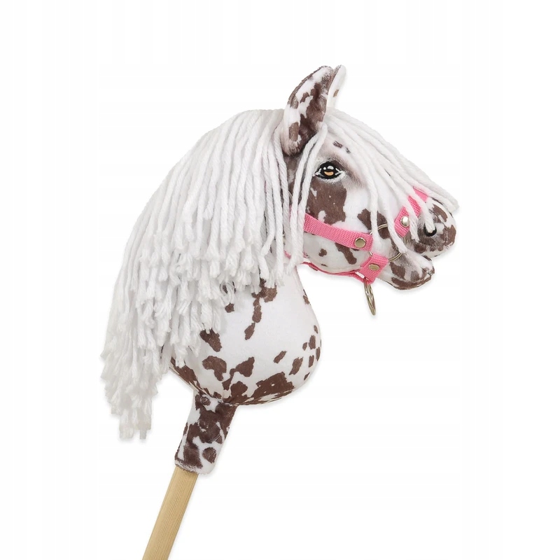 Hobby Horse Mały koń na kiju Premium - tarantowaty biało-brązowy z białą
