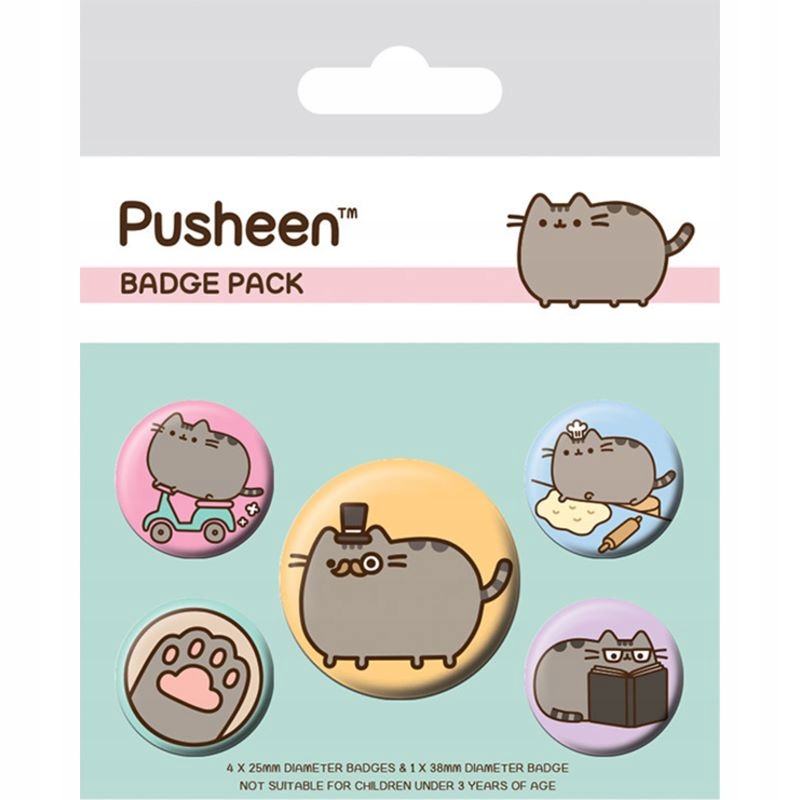 Pusheen - Zestaw 5 przypinek do ubrań lub plecaka