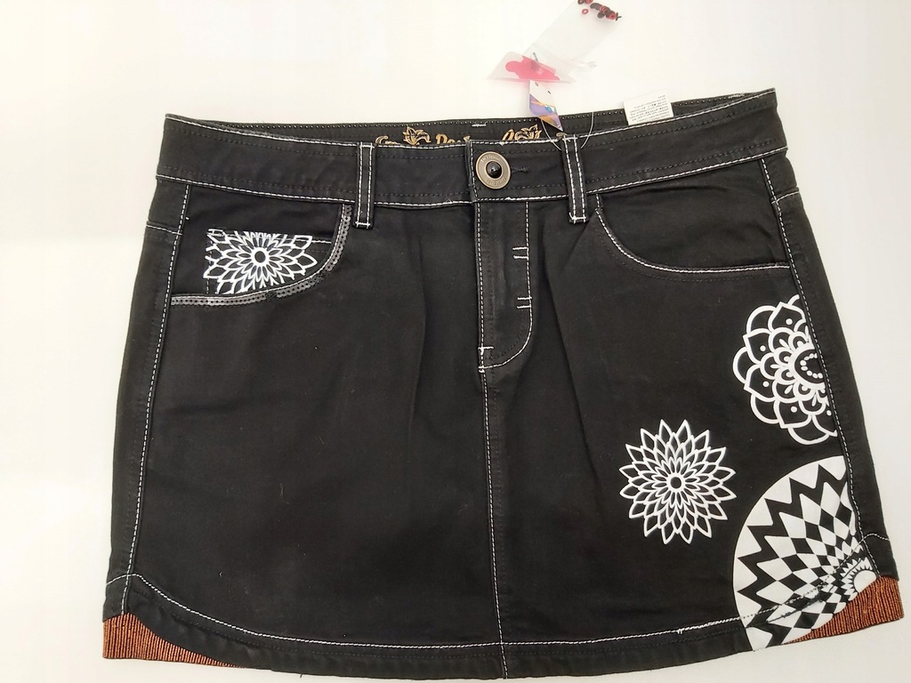 Spódniczka krótka czarny jeans DESIGUAL nowa 38