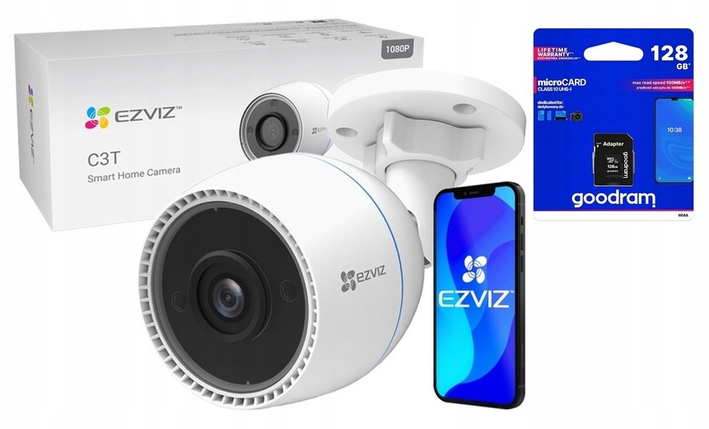 Kamera IP EZVIZ C3T| 2Mpx IR SZEROKI KĄT + KARTA GOODRAM 128GB