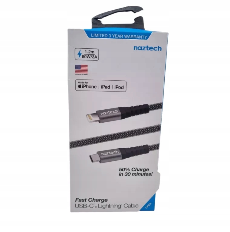 KABEL NAZTECH USB TYP C - LIGHTNING 1,2 M CZARNY