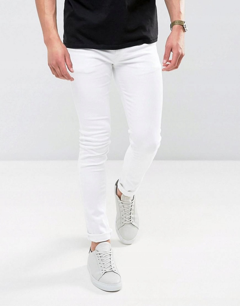 ASOS__XDI BIAŁE SPODNIE JEANSOWE RURKI__W32/L30