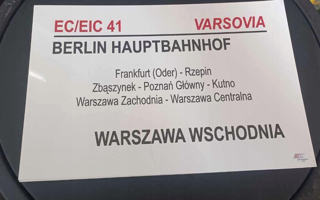 Tablica Relacyjna PKP EC/EIC Varsovia // Odra/Oder