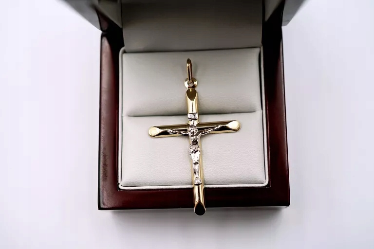 OZDOBNY ZŁOTY KRZYŻ - P585 14K 45MM 30MM