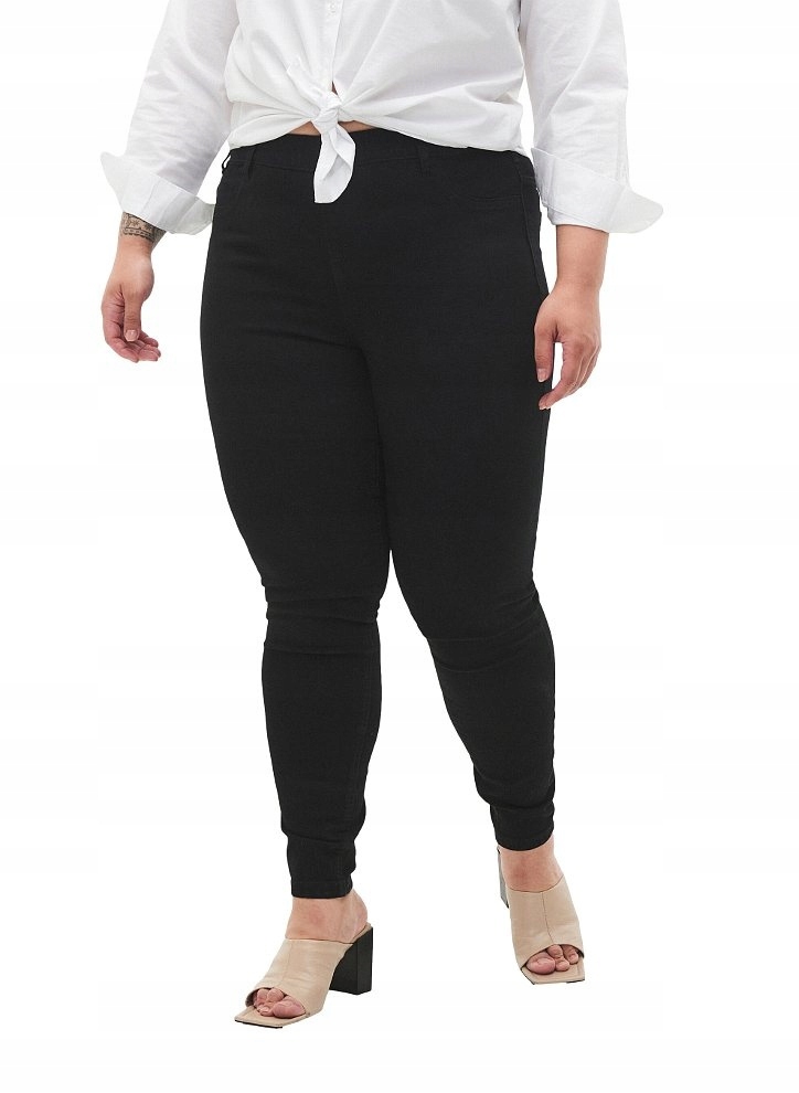 SPODNIE JEGGINSY RURKI CZARNE ZIZZI PLUS SIZE 020A 56