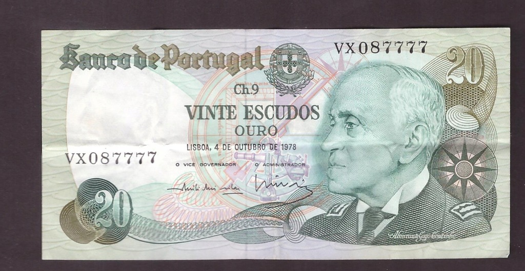 Portugalia - banknot - 20 Escudos 1978 rok