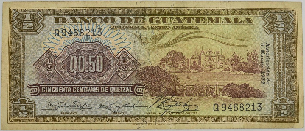 6.fu.Gwatemala, 50 Centavos 1972, P.51.i, St.3+