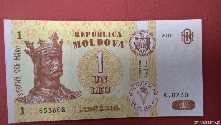 Mołdawia 1 leu prosto z paczki bankowej dla WOŚP