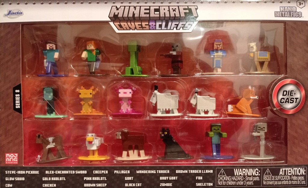 MINECRAFT CAVES&CLIFFS ZESTAW 18 FIGUREK METAL