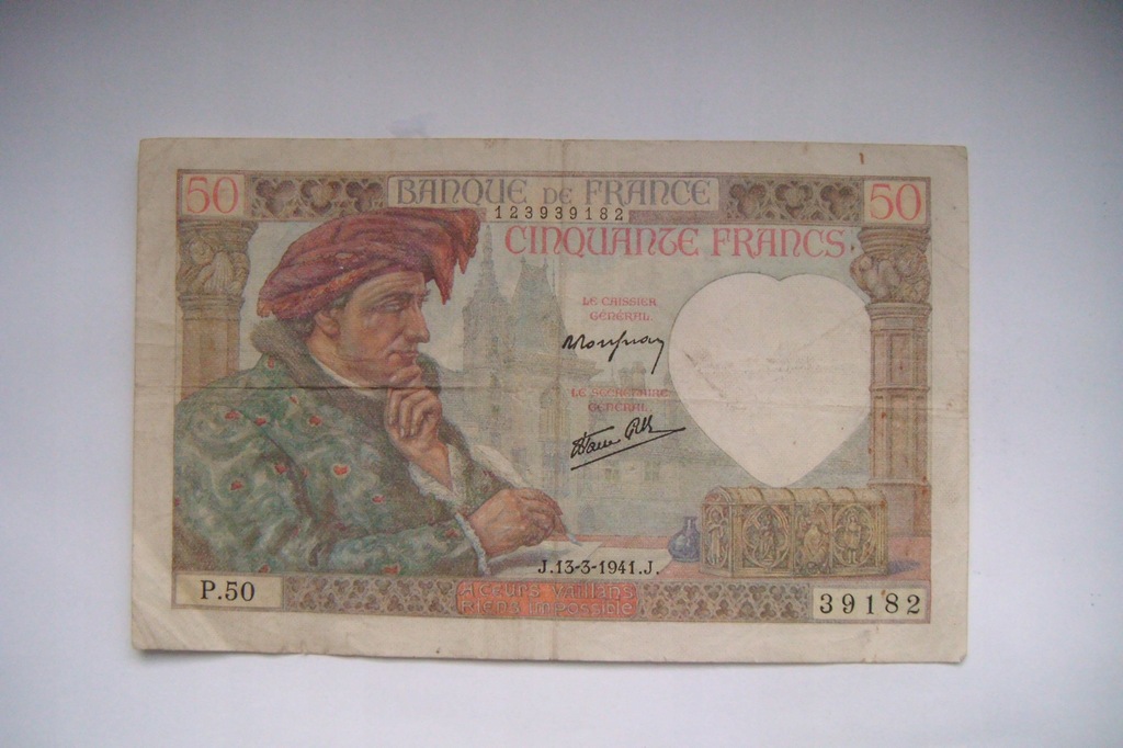 Banknot Francja 50 Franków 1941 r. seria P