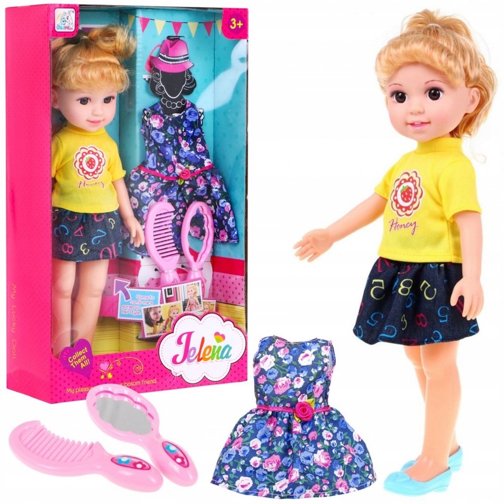 Duża Lalka do stylizacji dla dzieci 3+ blondynka + 2 Stroje + Grzebyk + Lus