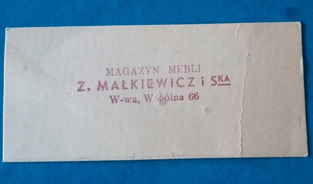 wizytówka firmowa Z. Małkiewicz meble Warszawa