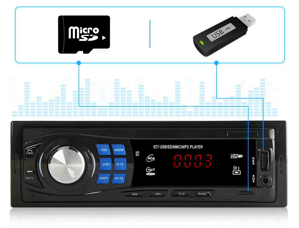 Купить АВТОМОБИЛЬНОЕ РАДИО 1DIN USB SD BLUETOOTH МИКРОФОН: отзывы, фото, характеристики в интерне-магазине Aredi.ru