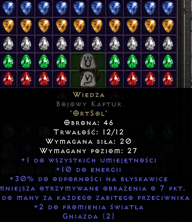 Diablo 2 Resurrected Hełm Wiedza Lore od ręki 11221404328 oficjalne archiwum Allegro