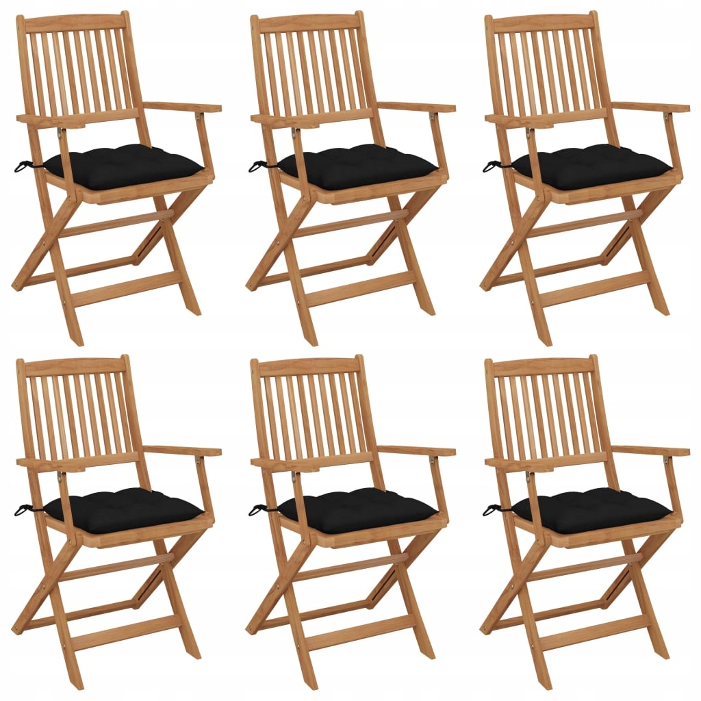 Składane krzesła ogrodowe 6 szt., z poduszkami, dr